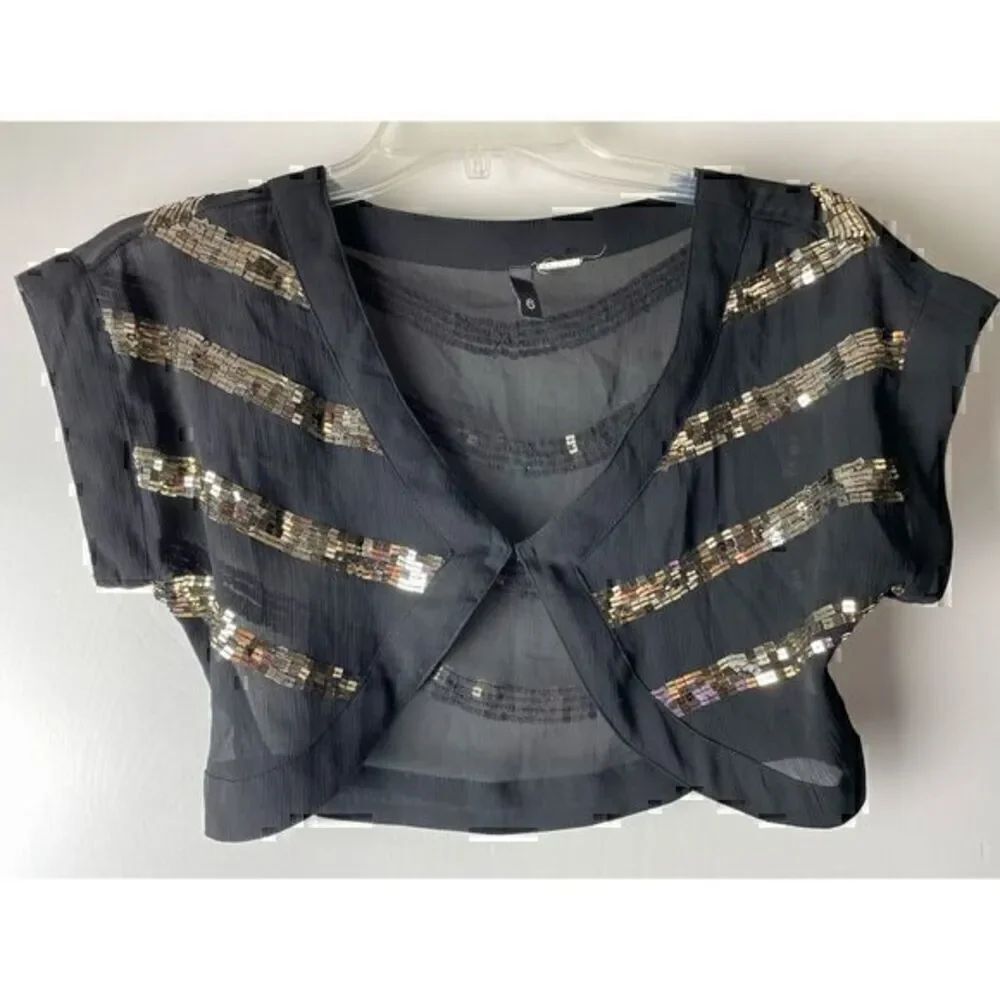 Gold & Black Sequined Cover Up/ Half Blouse by Divided by H&M size 6